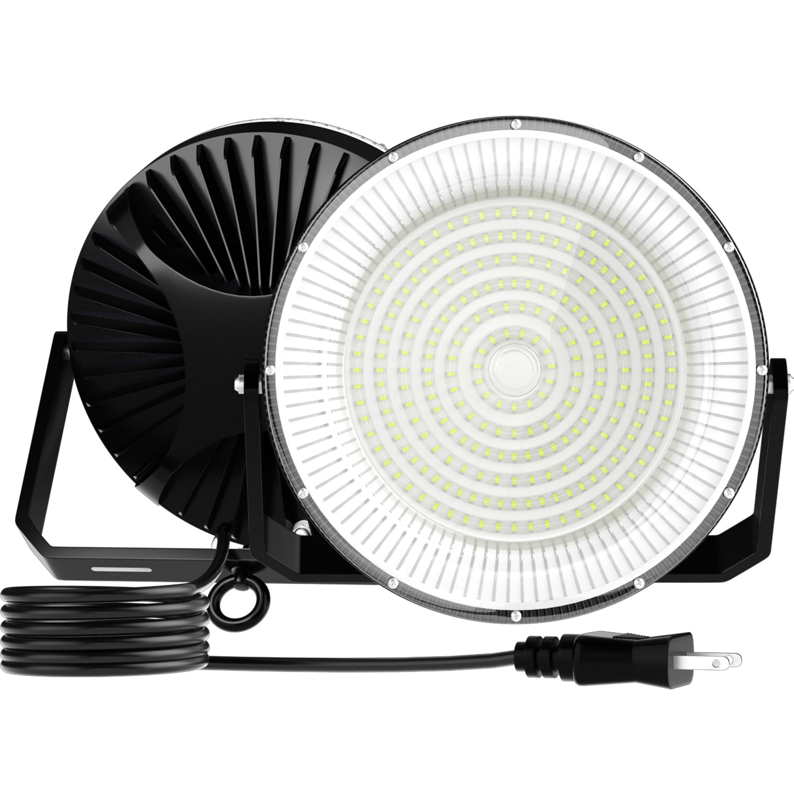 【驚異の明るさ・省電力】TANKAO 投光器 高天井灯 led投光器 LED高天井照明 防水 100V 高輝度 6500K 昼白色 UFO型 IP66 ハイベイライト 85-220V ガレージライト 掲示板 体育館 展覧会 駐車場 運動場 工場 倉庫 車庫 高天井用 天井吊り用 屋内 屋外 プラグ付 2m配線 PSE認証
