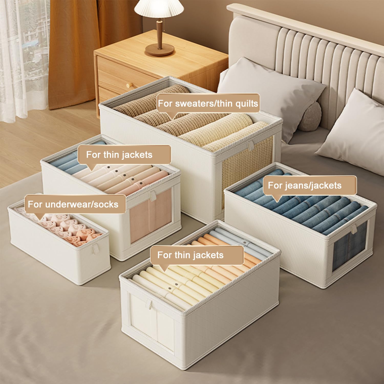 2er-Set Kleiderschrank-Organizer Mit Griffen, Schrank-Organizer, Aufbewahrungsbox, Schubladen-Ordnungssystem, Faltbarer Kleiderschrank-Organizer Aus Stoff For Kleiderschrankhosen, Socken, Kleidung(B,3