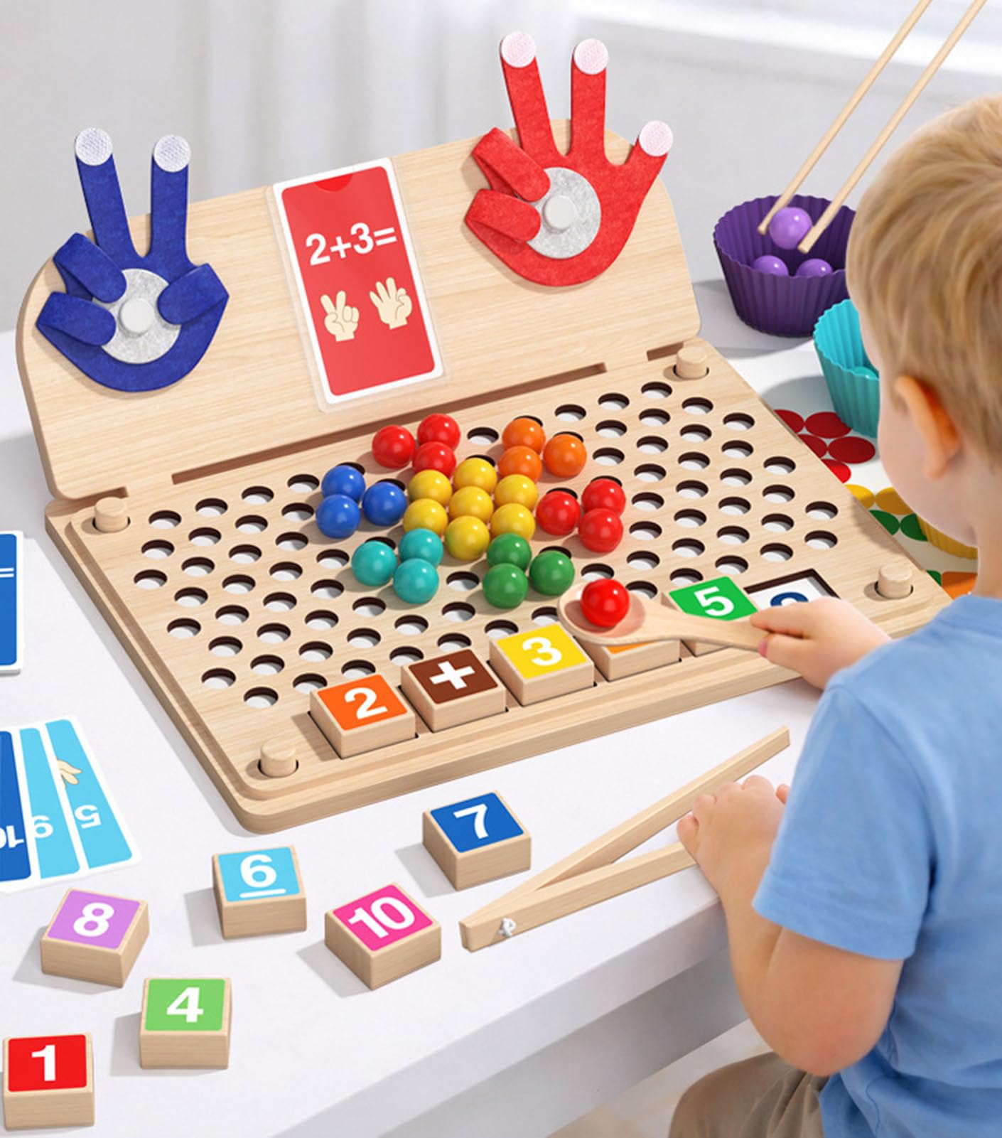 Tablero de Matemáticas con Cuentas, Juego de Aritmética con Marioneta de Mano de Dedo