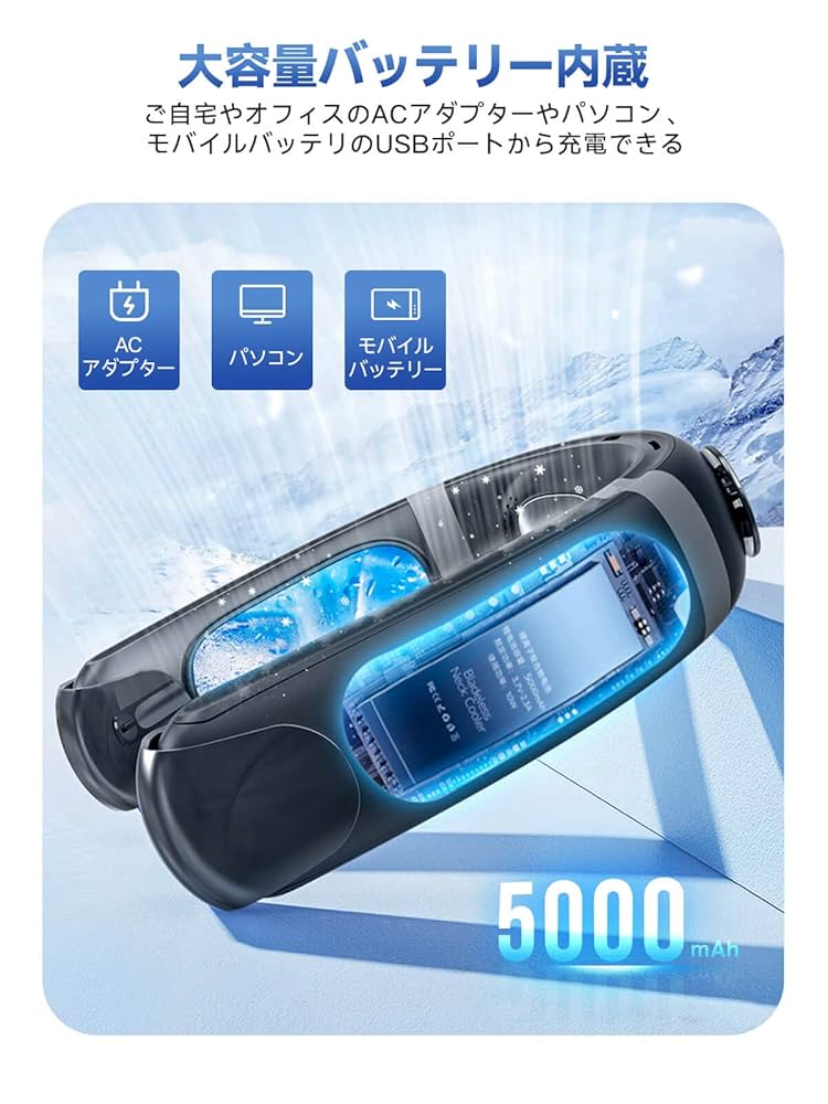 Amazon | ネッククーラー RUSEPIN 扇風機 首掛け 【2023年新登場