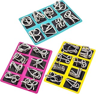 24 Pcs Metal Wire Puzzle Set, IQ Test Puzzles Brain Teaser Set, Metal Ring Mind Game Puzzles Difficult Games, Disentanglement Puzzle Educational Toys Unlock Interlock Gift for Kids Adults (24 pcs)