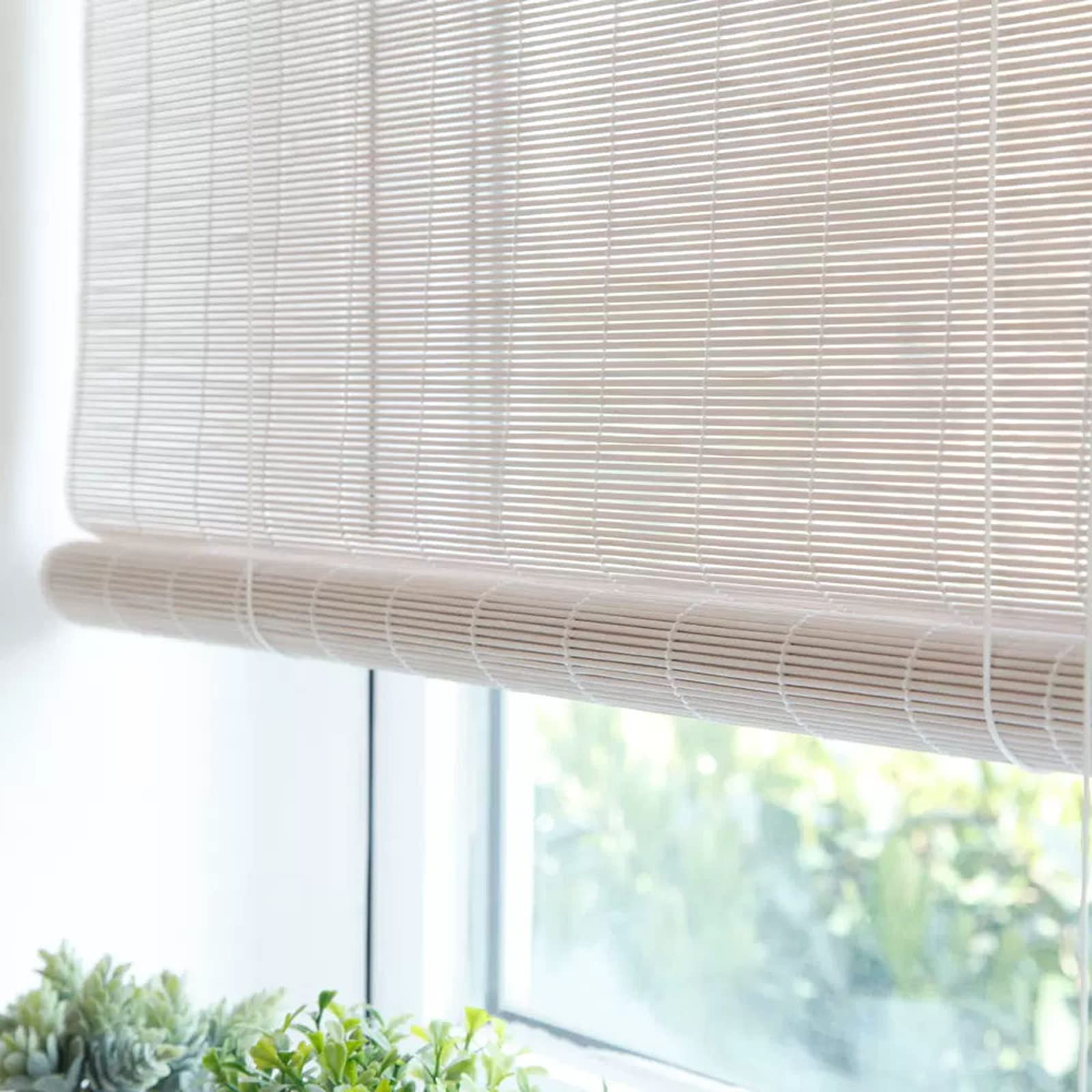 Estores de Bambú Natural,Persianas enrollables y estores Blanco,Persianas de Madera,Persiana de Decorativas,Incluye Accesorios,Personalizable (110 x 170 cm)