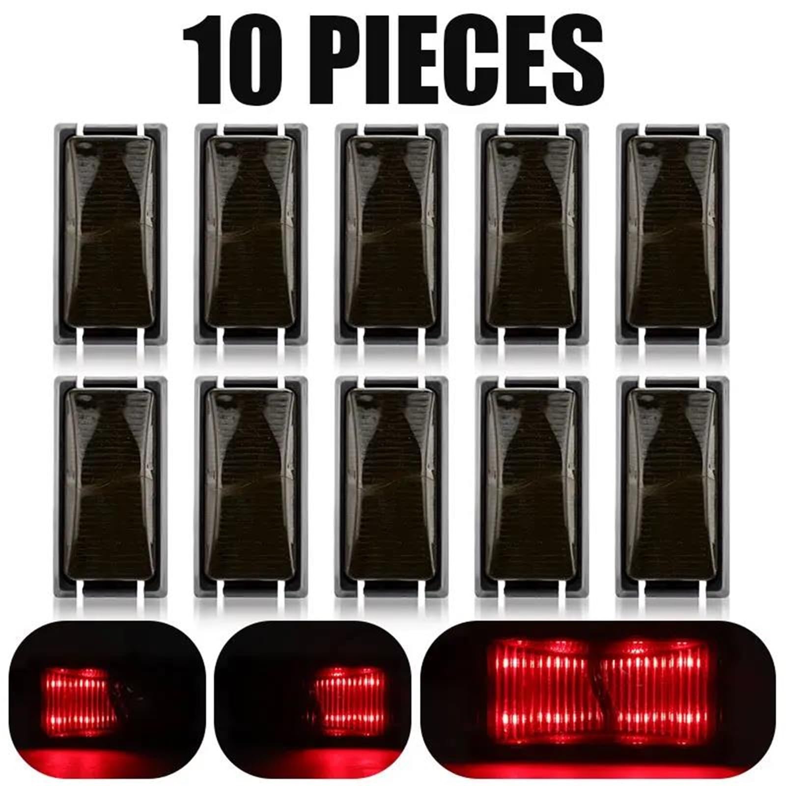 Freccia Auto 2/4 Pezzi 8 LED Luce Di Ingombro Laterale Luce Di Avvertimento Per Rimorchio Camion Roulotte 12V-24V Indicatore Laterale(10pcs Red)