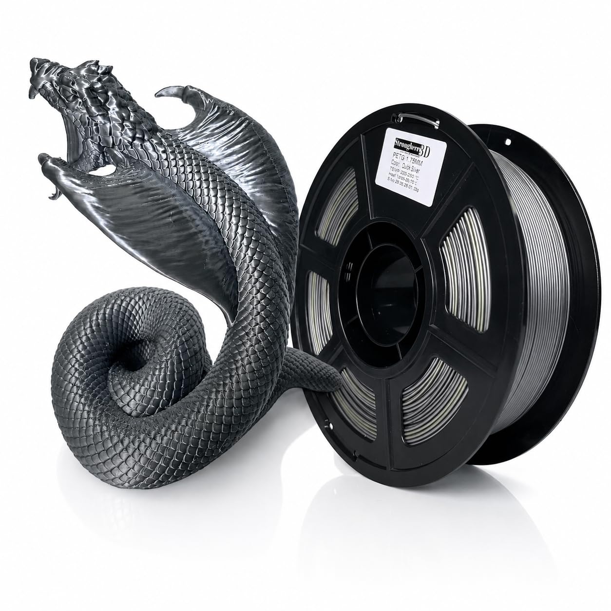 PETG 3D Printer Filament 1.75 mm,Core Shell Co Extruded, Quick Silver,Silk,Glossy Shine,Accuracy +/- 0.05 mm net Weight 1 kg