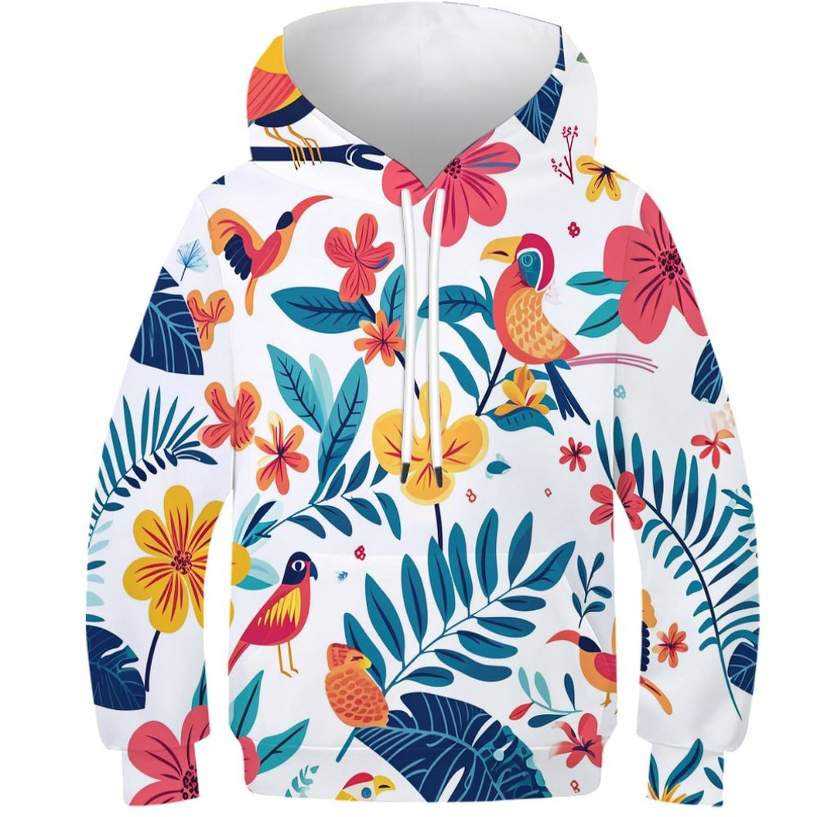Pullover à capuche fille et garçon avec impression 3D fleurs 6-16 ans - 8