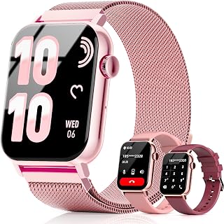 Smart Watches for Women, 1.83" HD Fitness Tracker (Answer/Make Calls), 120+ Sport Modes with Heart Rate/Sleep Monitor, IP68 Waterproof, Fitness Watch for iOS Android, Pink
