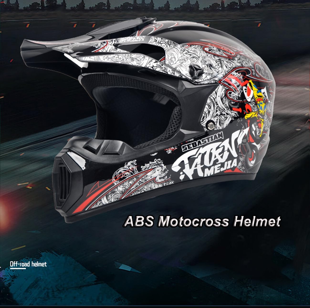 Kask motocrossowy unisex z maską rękawiczek gogli | Full Face Off Road Street Racing MTB, młodzieżowy kask rowerowy Enduro Downhill ATV Quad Dirt Bike