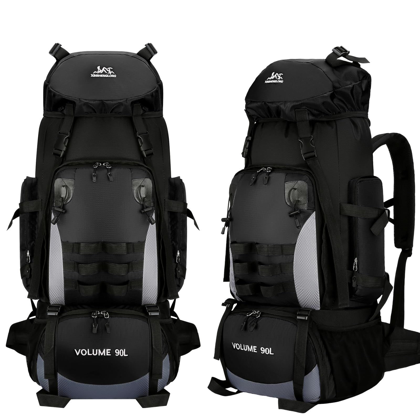 Snorthy 90L Hiking Backpack, Lightweight Water Resistant Rucksack for Men Women Foldable Breathable Camping Backpack Daypack Travel Bag for Climbing Fishing Mountaineering Touring Cycling
