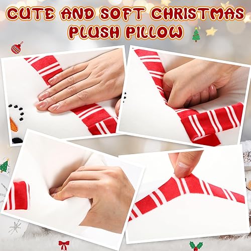 Miniatura 3 de Almohada de felpa de muñeco de nieve de Navidad de 14 pulgadas, almohada de peluche grande de Navidad para el hogar, dormitorio, oficina, sofá,