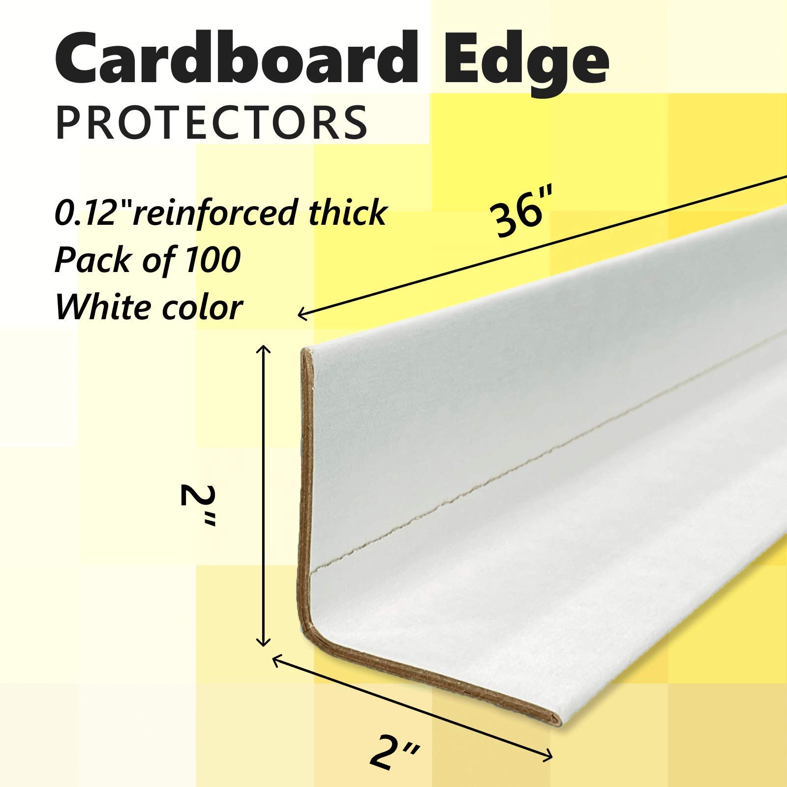 IDL Packaging Cardboard Edge Protector 2” X 2” X 36”, Pack of 100 White Kraft Cardboard Corner