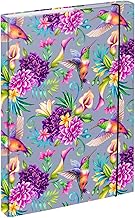 Baagl Notebook Box for School Bag A4 - Collection Folder for Children with Elastic Band and Inner Flaps - Folder Folder with Elastic Band for Girls (Hummingbird)