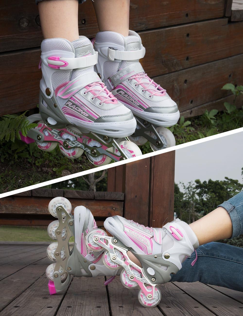 Kuxuan Skates Inline Skates Adjustable for Kids,Girls Skates with All Wheels Light up,Fun Illuminating for Girls and Ladies : Sports & Outdoors