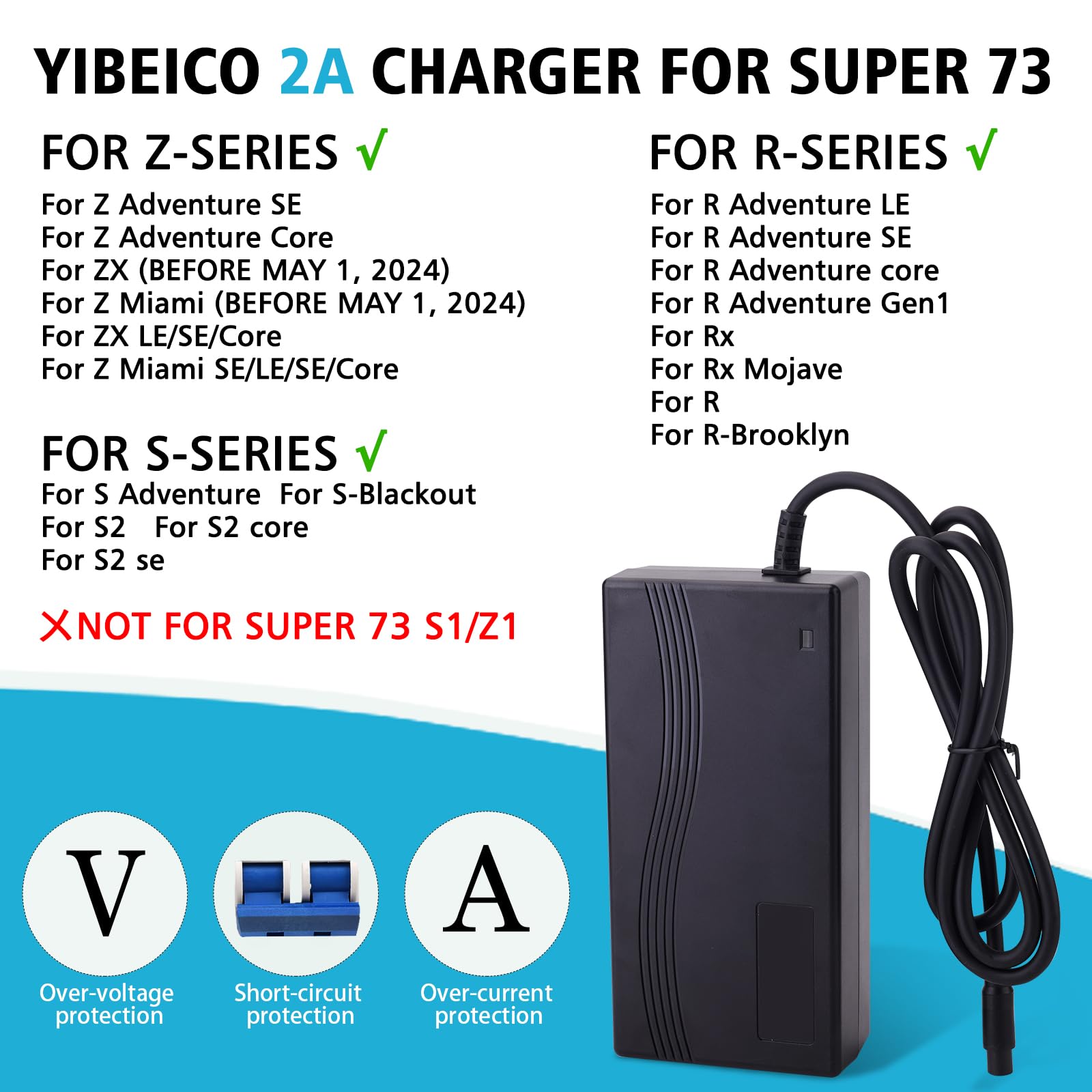 Amazon.com: YIBEICO UL Listed 54.6V 2A Battery Charger for Super