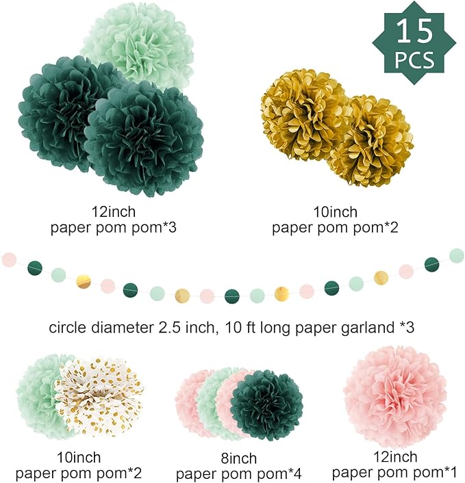 Kit Decoración Fiesta Sage Pink 15 Piezas miniatura 4