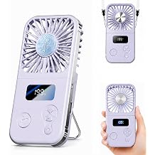 Portable Fan, Handheld Fan with Ice Cooling Plate, 5 Speeds Mini Personal Cooling Fan, Foldable USB-C Desk Fan with Digital Display & Lanyard for Travel Office Camping