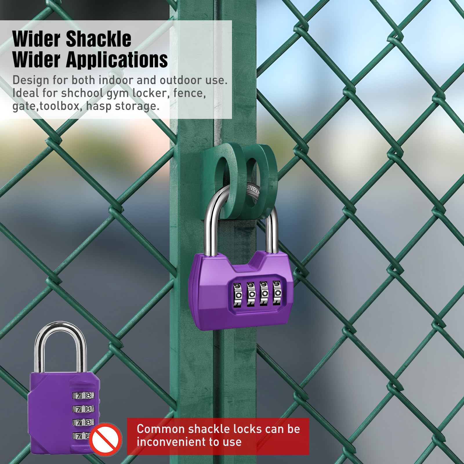 Paquete de 2 candados de combinación de 4 dígitos para exteriores, resistentes a la intemperie, combo para taquilla escolar, gimnasio, puerta, valla, cobertizo, almacenamiento de cerrojo