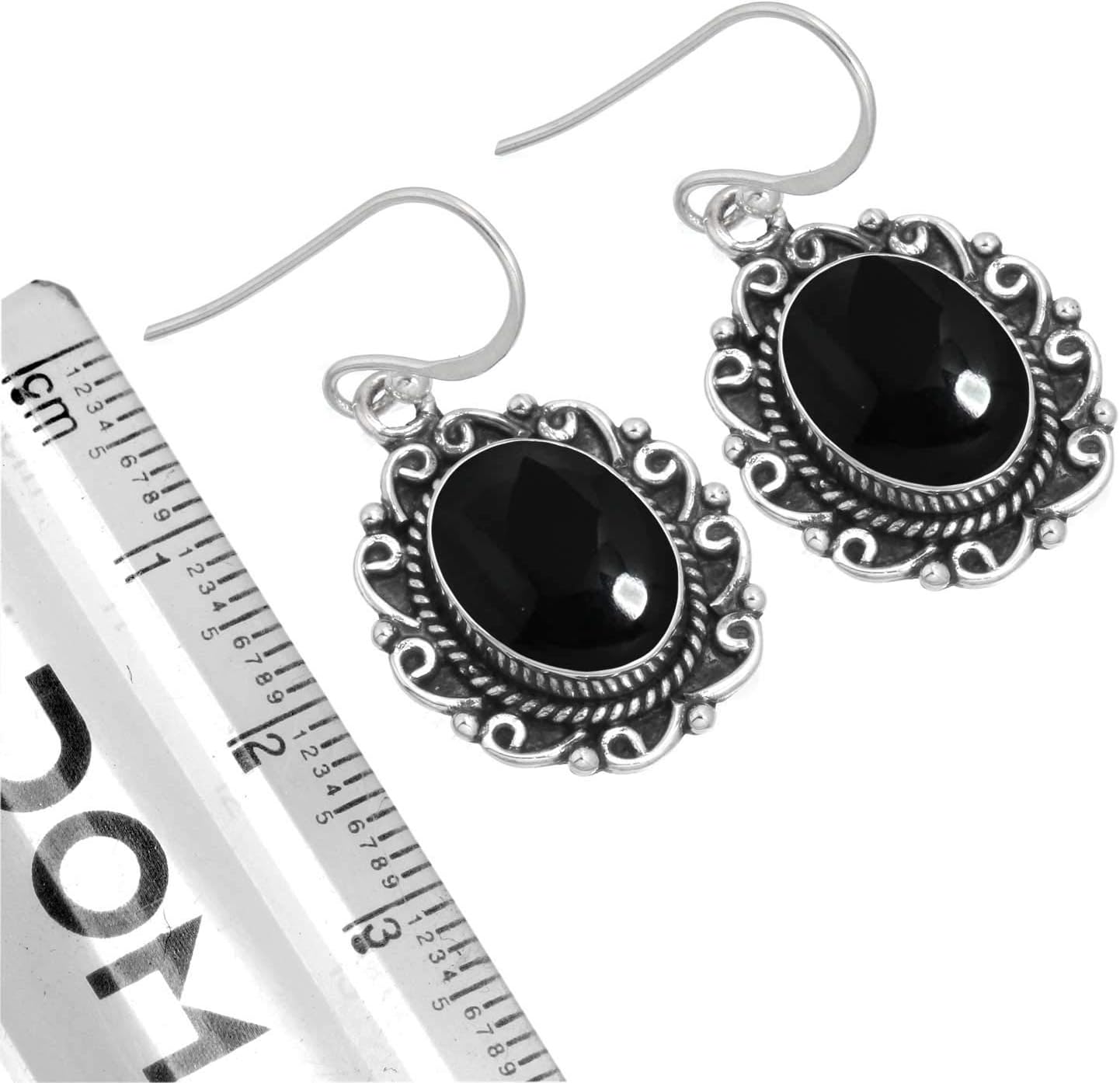 Boho Handmade Jewelry Natural Gemstone Lapis, Amber, Agate, Crystal Oval Genuine 925 Sterling Silver Drop Dangle Earring For Women