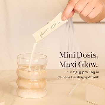 Glow25® Collagen Intensive [30 Sticks] - with Tripeptides Vitamin C Zinc and Biotin - Premium Marine Collagen Hydrolysate - Peptides Type 1 and 3 - Good Solubility