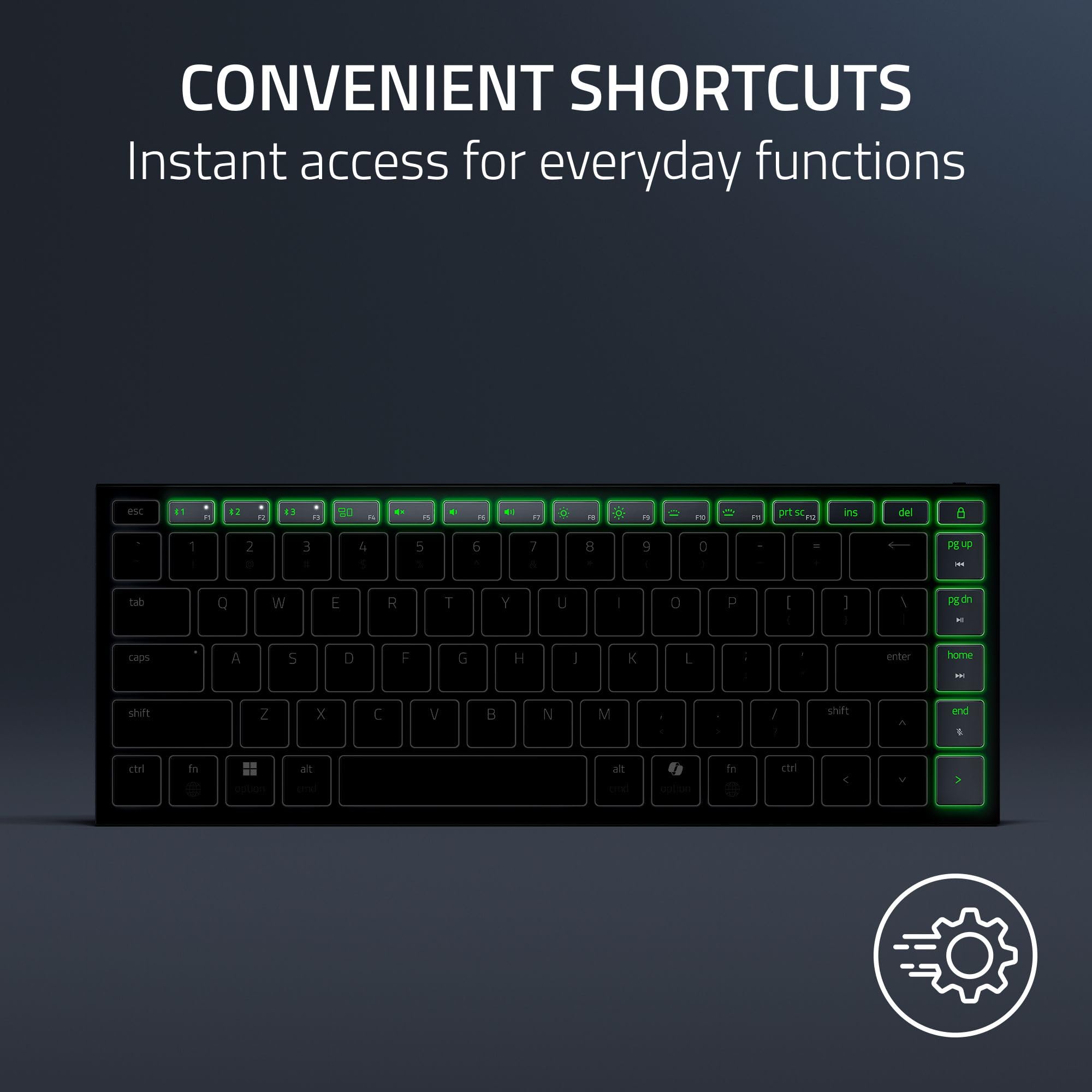 Razer Joro Portable Keyboard - Kompaktowa podświetlana klawiatura bezprzewodowa - Bluetooth - Niski profil - USB-C - kompatybilna z Apple macOS i iOS - Windows PC - Układ US QWERTY | Czarny