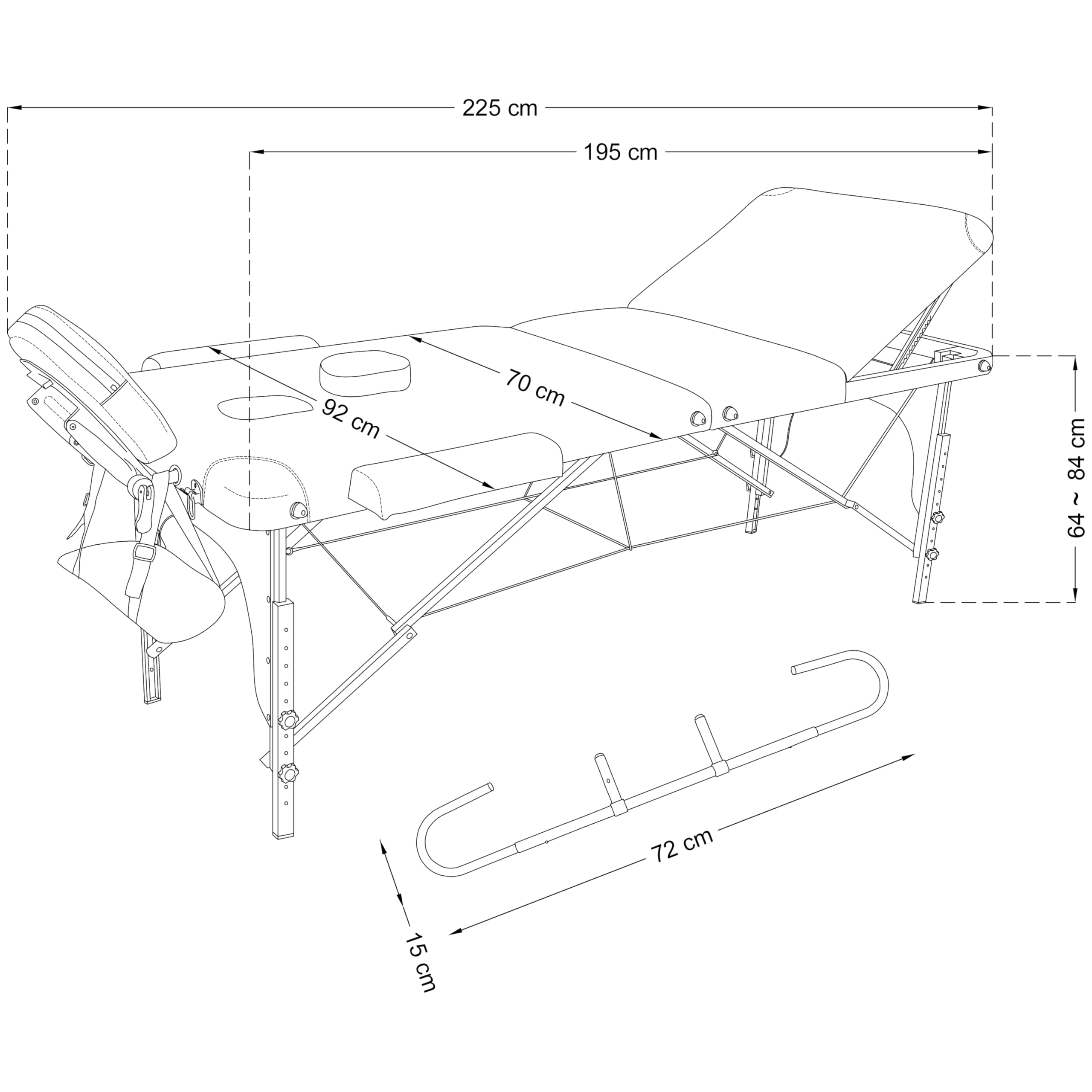 Beltom® LETTINO MASSAGGIO PORTATILE PIEGHEVOLE 3 ZONE IN LEGNO XL 195X70 CM. PORTAROTOLO+BORSA+PANNELLO REIKI. ANGOLI ARROTONDATI E RINFORZATI-ESTETICA FISIOTERAPIA FISIOTERAPISTA TATTOO TATUAGGI-Nero