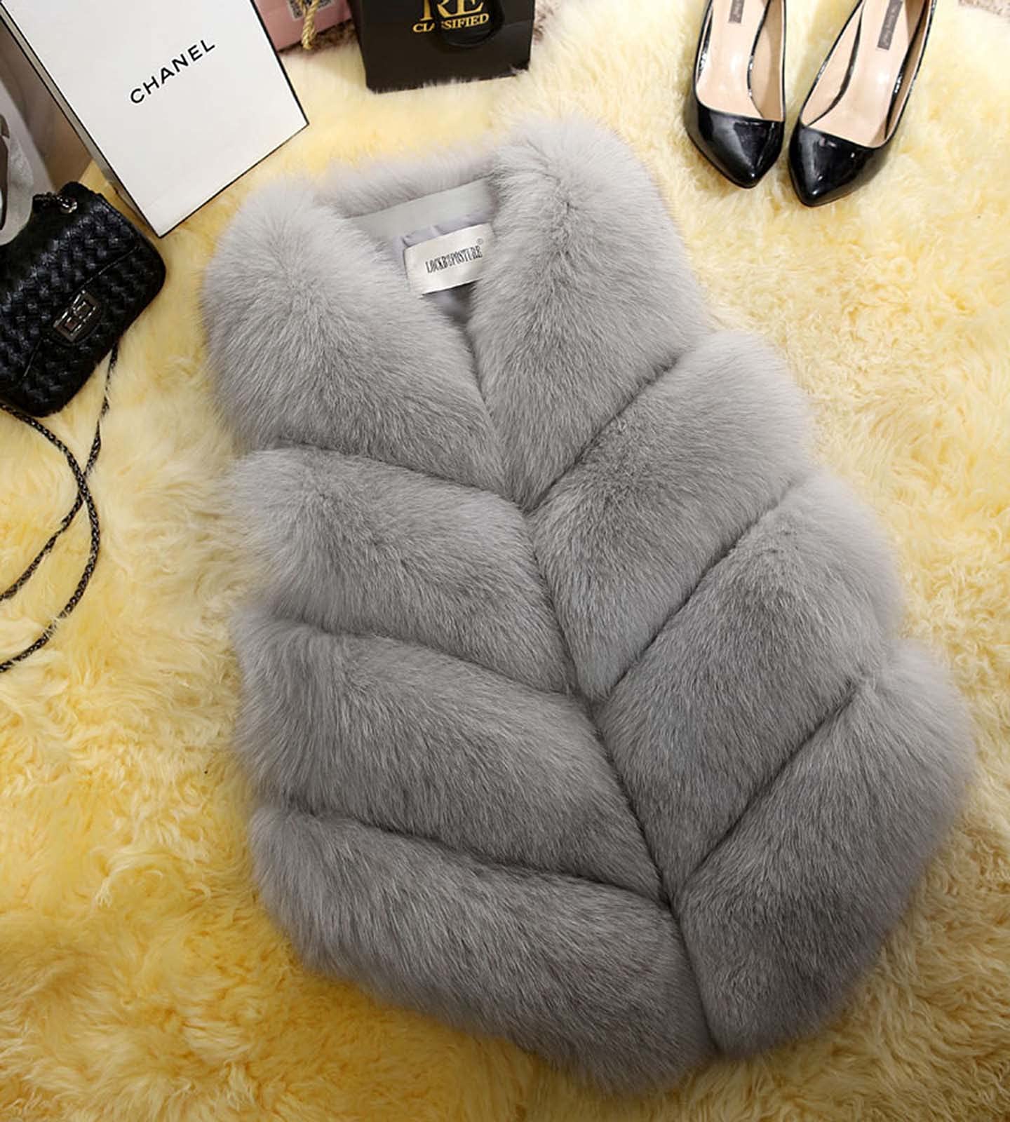 JOEupin Donne Caldo Lungo Faux Fox Pelliccia Gilet Gilet Senza Maniche Gilet Giacca Caldo Faux Fur Cappotto Outwear