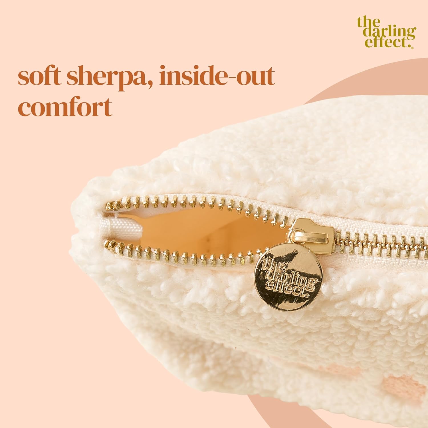 The Darling Effect Teddy Pouch – Festive Plush Zipper Cosmetic & Travel Bag – Cozy Teddy Pouch for Makeup, Purse Organization & Seasonal Gifting, Wifey