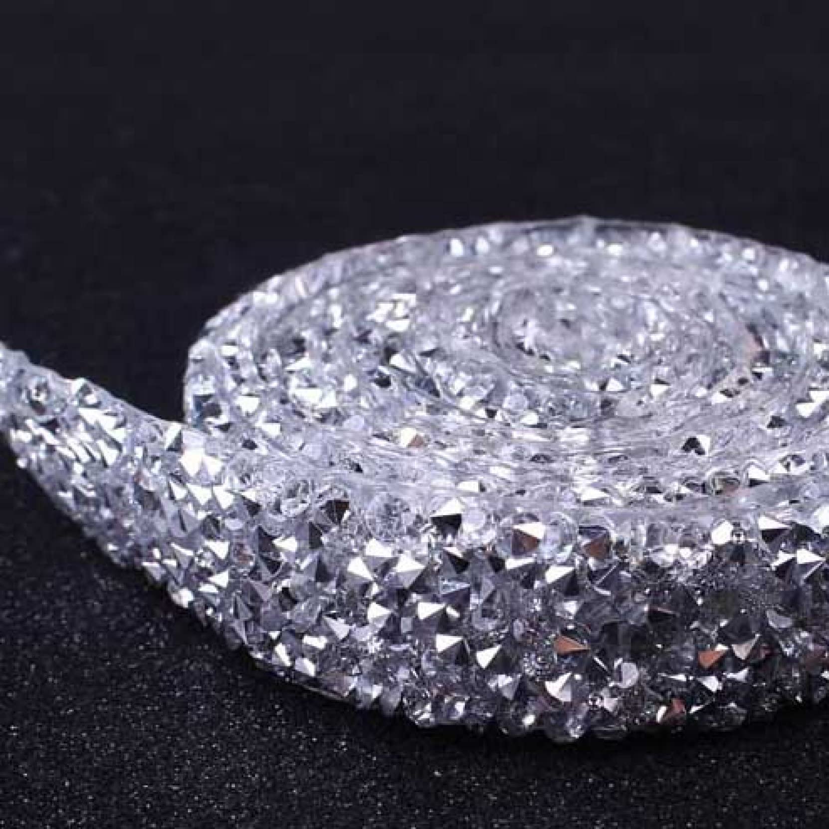 ACiyD 1 Yard Strasskette Glaskristall Glitzerkleid Strassband Kristalle Trim Handwerk Dekoration Band Hochzeit (Color : Black-ZD0014, Size : 1.5 cm Wide) (Gray zd0013)