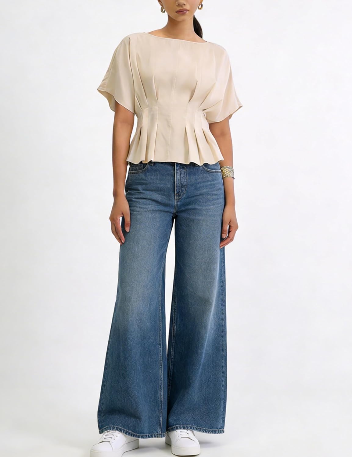 Zhiyouni Women's Summer Peplum Tops Short Sleeves Crewneck Dressy Casuak Babydoll T-Shirt Blouse - Image 4