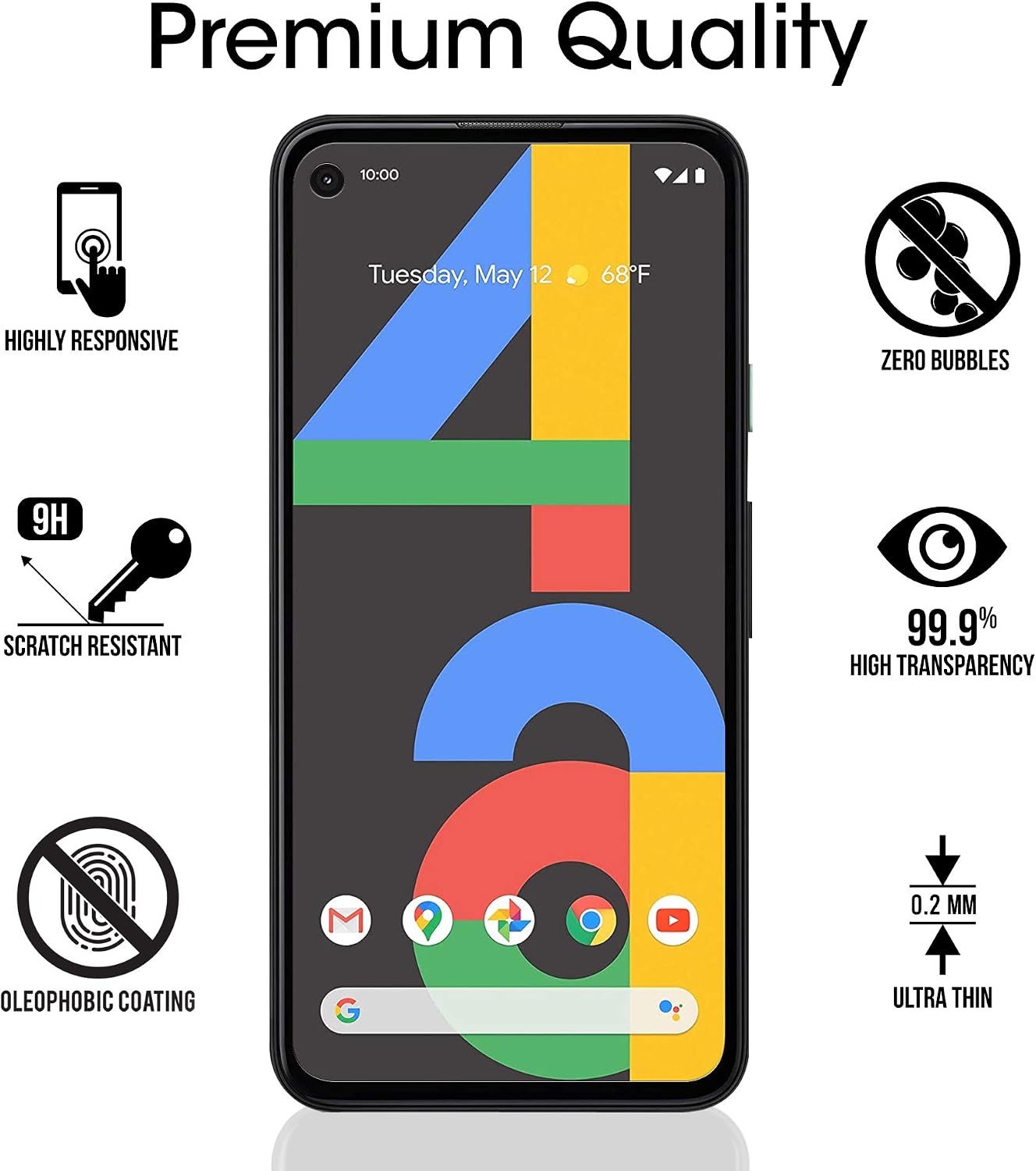 (3 Pack) amFilm 5.8 inch Tempered Glass Screen Protector for Google Pixel 4A, 0.26mm Thickness HD Clear, Anti-Scratch Bubbles-Free