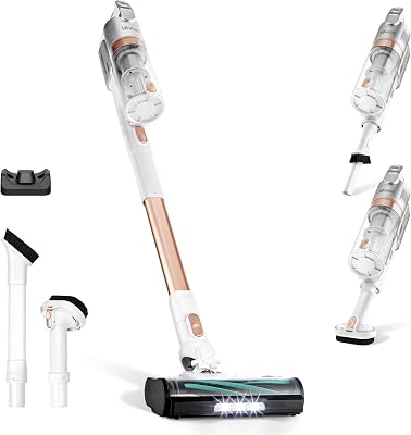 LEVOIT Aspiradora sin Cable, 4 en 1 Aspirador Escoba con Tecnología Antienredos, 3 Modos y hasta 50Min, 99,9% de Filtración, Ligero y Luz LED, Potente para Pelo de Mascotas, Polvo, Suelos Duros