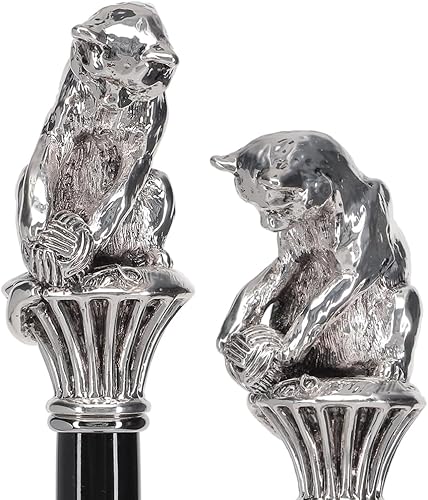 Miniatura 7 de Bastón italiano 925R de plata auténtica con eje y cuello de madera de haya negra