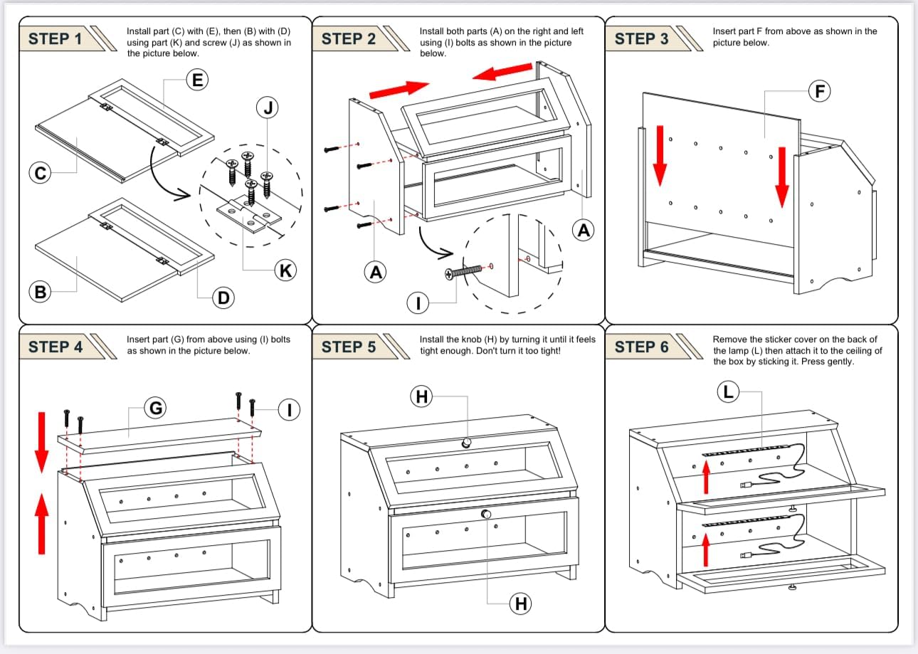 Double-Layer Bamboo Bread Box with LED Light – See-Through Window Keeps Bread Fresh on Your Countertop (Black)