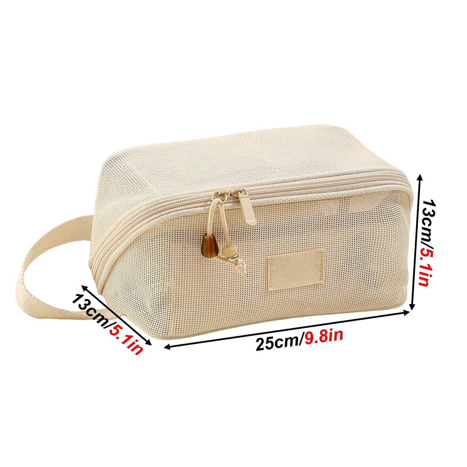 Trousse Resistente All'Acqua per Toilette Accessori, Beauty Case per Cosmetici, Ampia Apertura a 180°, Asciugatura Rapida, Tenere Tutto in Ordine Accedere Facilmente Agli Oggetti(Apricot)