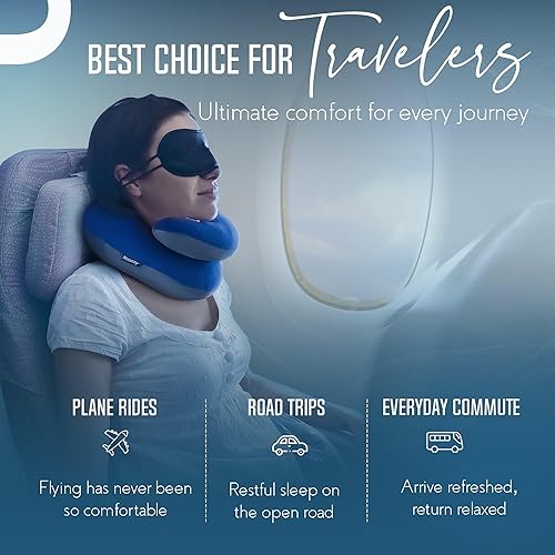 Vista 59 de Bcozzy Almohada cervical de viaje para avión, soporte doble patentado para cabeza, cuello y barbilla Lo mejor para vuelos largos, dormir en avión