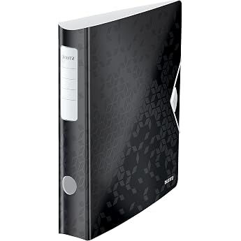 Leitz 180  Active WOW 11070095 Folder A4 Slim Rounded Spine 6.5 cm Wide Elastic Strap Fastener Lightweight Polyfoam Plastic Black