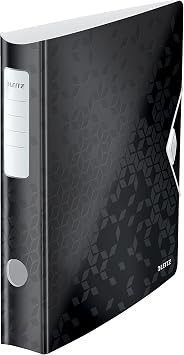 Leitz 180° Active WOW 11070095 Folder A4 Slim Rounded Spine 6.5 cm Wide Elastic Strap Fastener Lightweight Polyfoam Plastic Black
