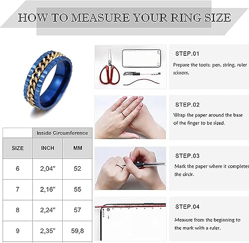 Miniatura 2 de Anillos giratorios para hombres  Anillos para aliviar la ansiedad y el estrés  Anillos antiestrés de acero inoxidable  Anillo giratorio para mujeres