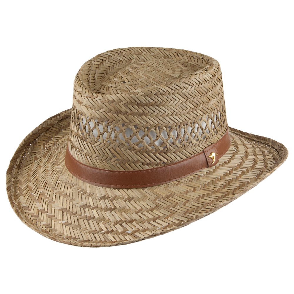 Dorfman Pacifichats Rush Straw Gambler Hat Natural Medium