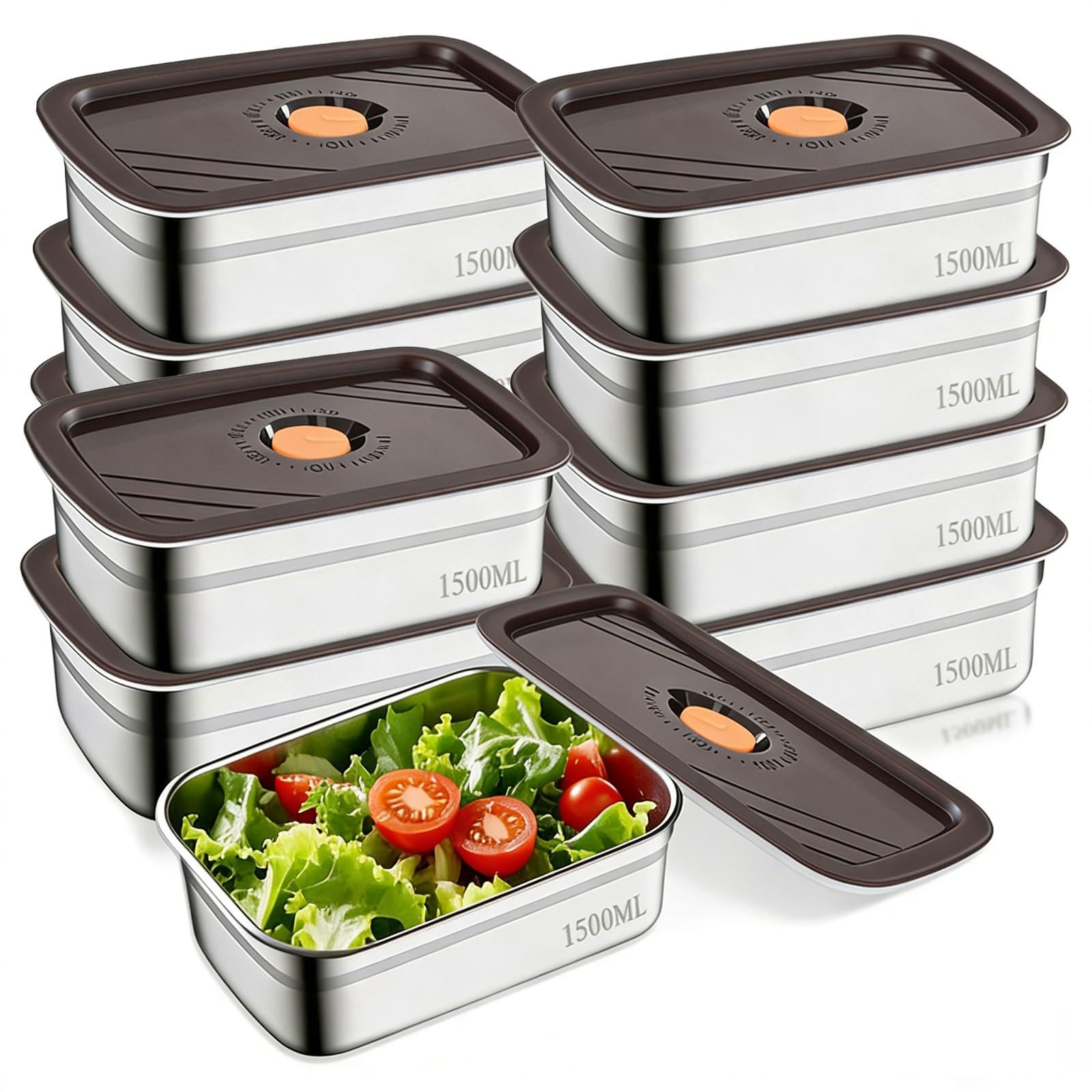 View 1 of ZEENSUY 10 Pack 50oz Stainless Steel Food Containers