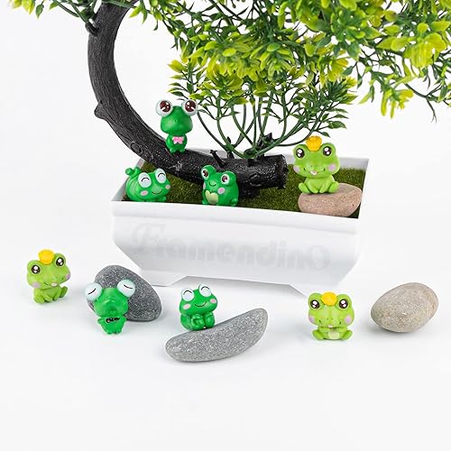 Miniatura 3 de Framendino, Paquete de 12 mini ranas de resina, figuras en miniatura de ranas lindas, animales, modelo de hadas, jardín, musgo, paisaje, bricolaje,