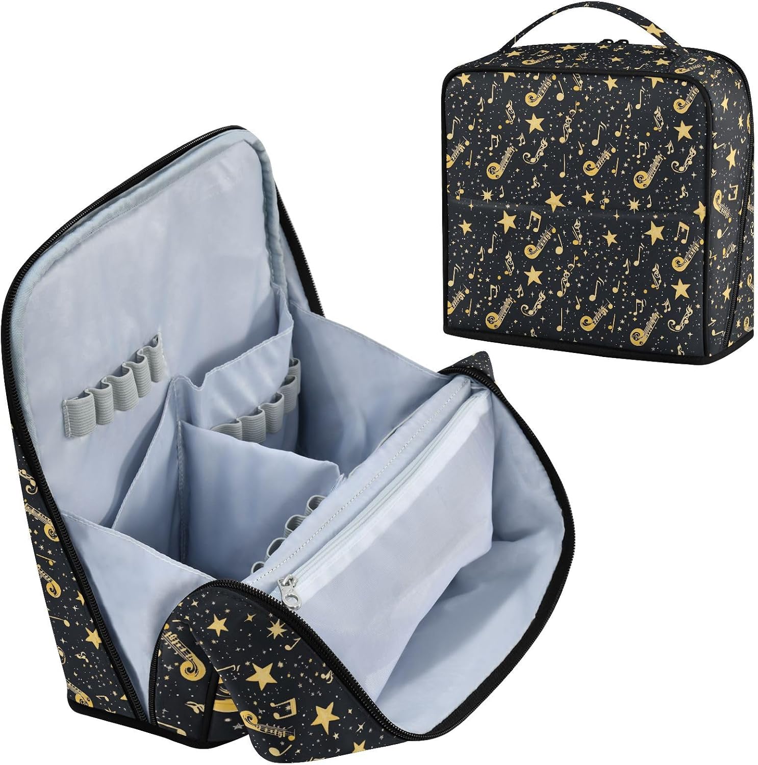 Toiletry Bags with handle Music Pattern Black Designed