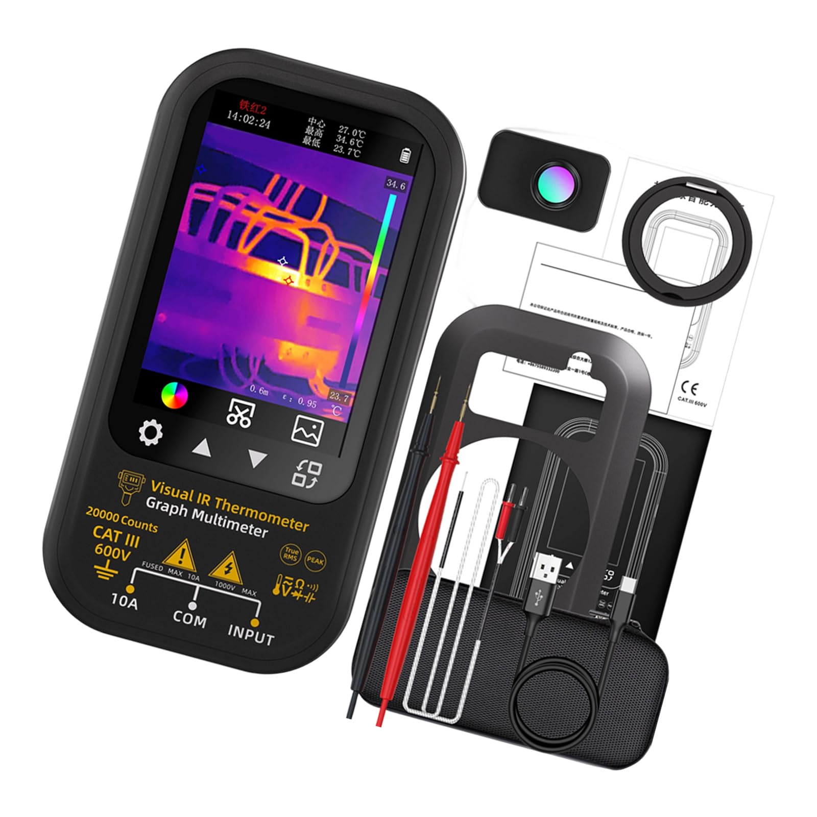 Imaging Multimeter Thermometers with Accurate Thermal Display and Data Storage Capability Thermal Imaging Camera High Resolution