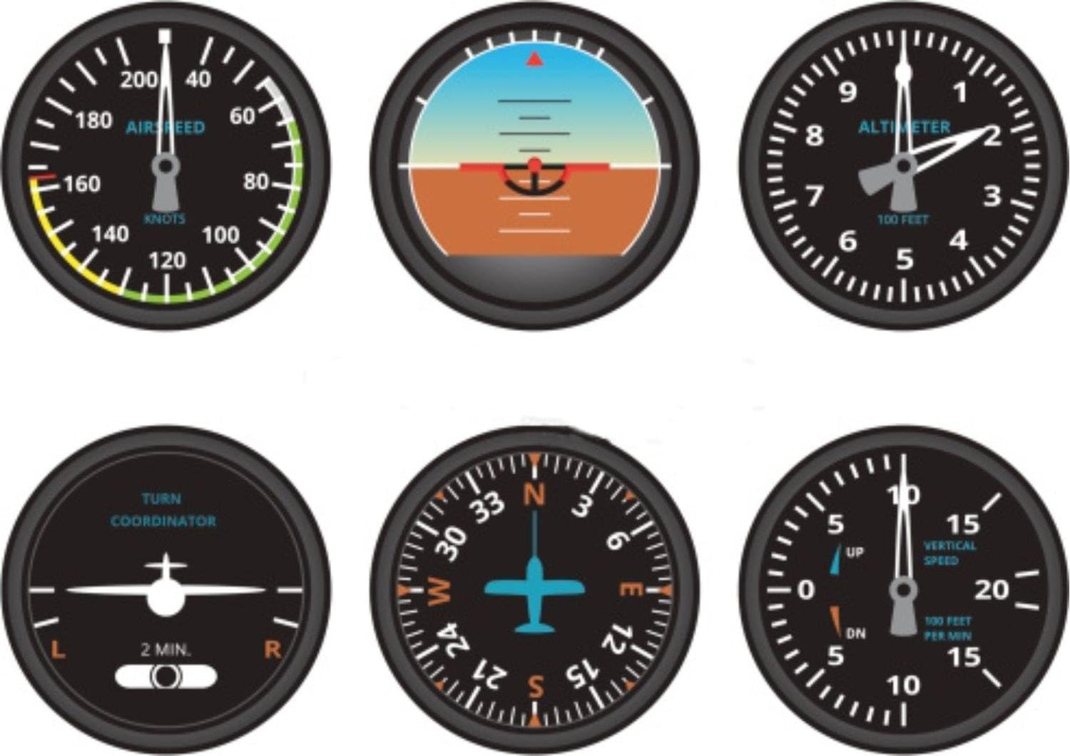 6 x Sticker Decal Car Plane Aviation Airport Meter Cockpit