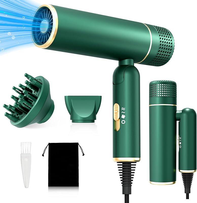 Sèche-cheveux avec moteur sans balais et capteur thermique dynamique, flux d'air rapide pour un séchage plus court, conception antistatique qui lisse les cuticules