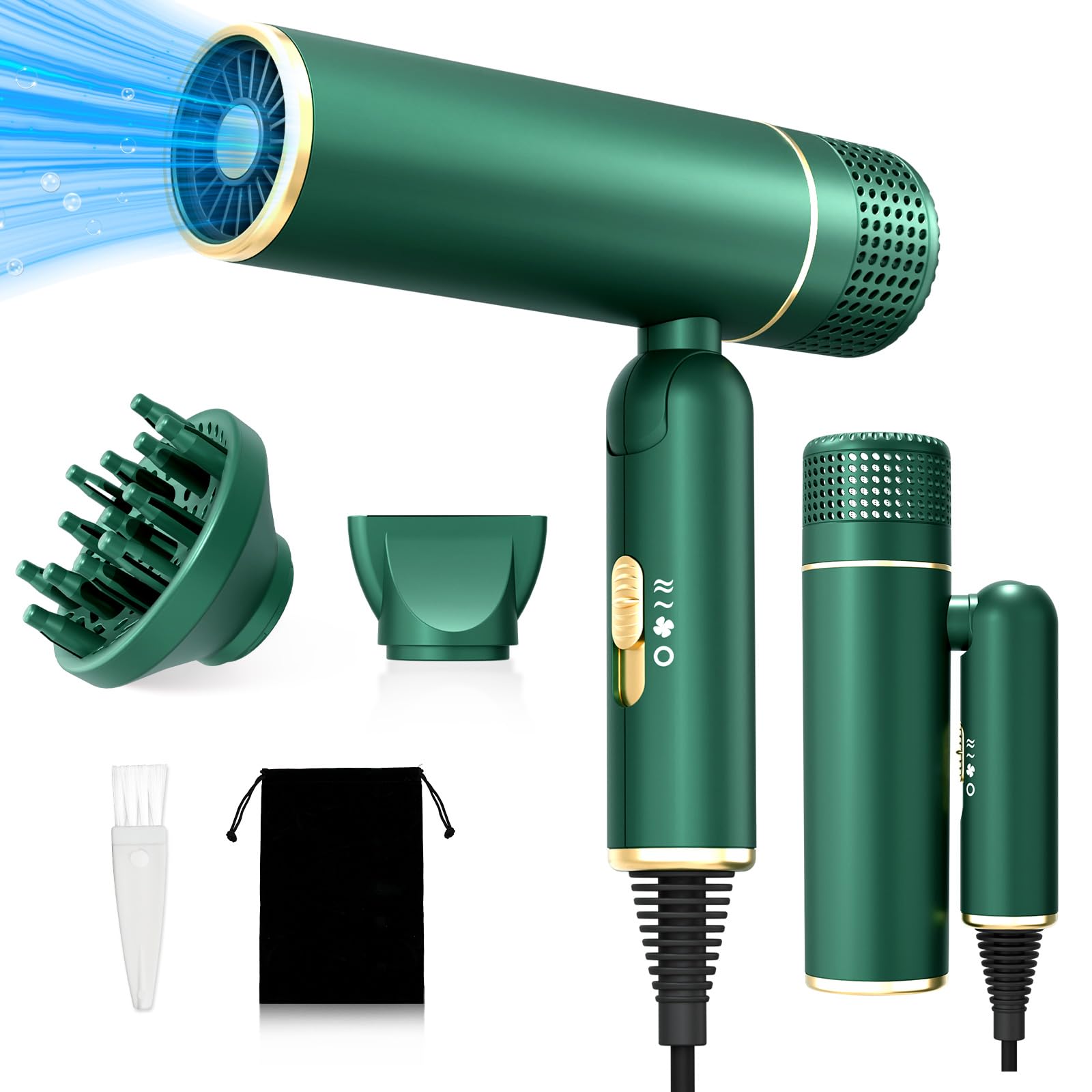 Sèche-cheveux avec moteur sans balais et capteur thermique dynamique, flux d'air rapide pour un séchage plus court, conception antistatique qui lisse les cuticules - 1