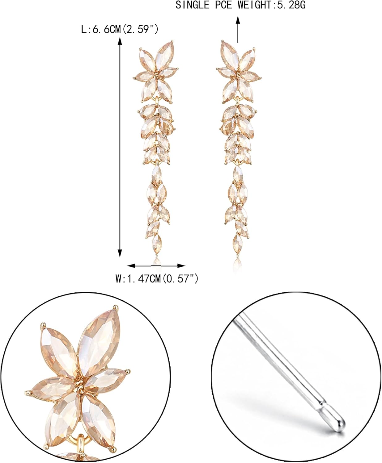 EVER FAITH Marquise Crystal Bridal Earring for Bride Bridesmaid, Elegant Rhinestone Chandelier Flower Wedding Prom Dangle Earrings for Women - Image 5