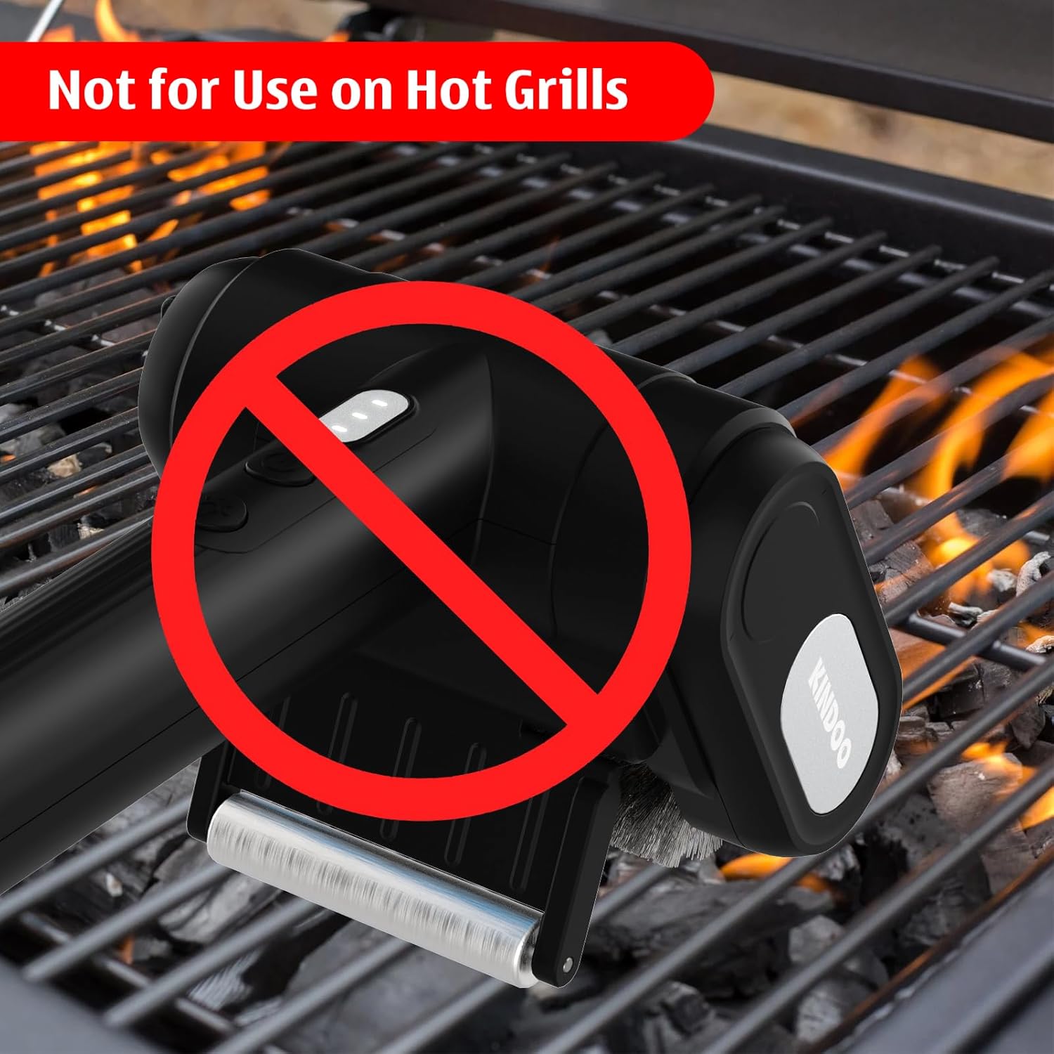 Electric Rechargeable Grill Brush,Grill Cleaner for Outdoor Grill with 800 RPM Motor - Bristle Stainless Steel Grill Cleaner with LED Light for BBQ, Heavy Duty Grill Cleaning Tool（Black）