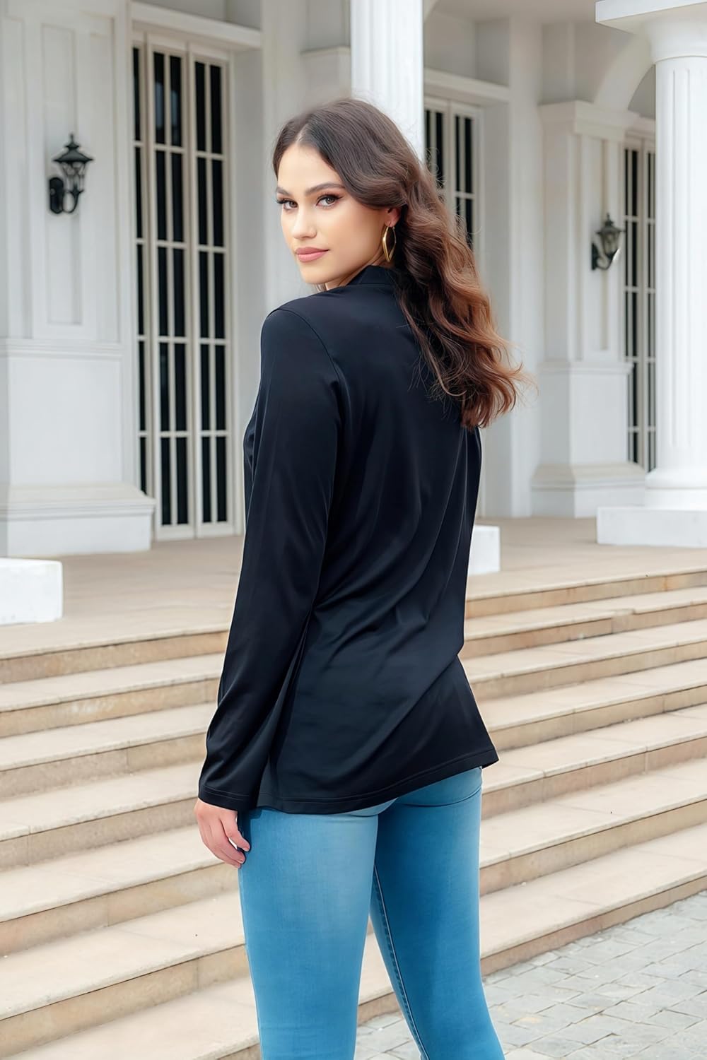 Women's Cotton Basic Button Down Shirt Long Sleeve Wrinkle Free Collared Blouse Lightweight Soft Comfortable Jersey Knit Tops - Image 8