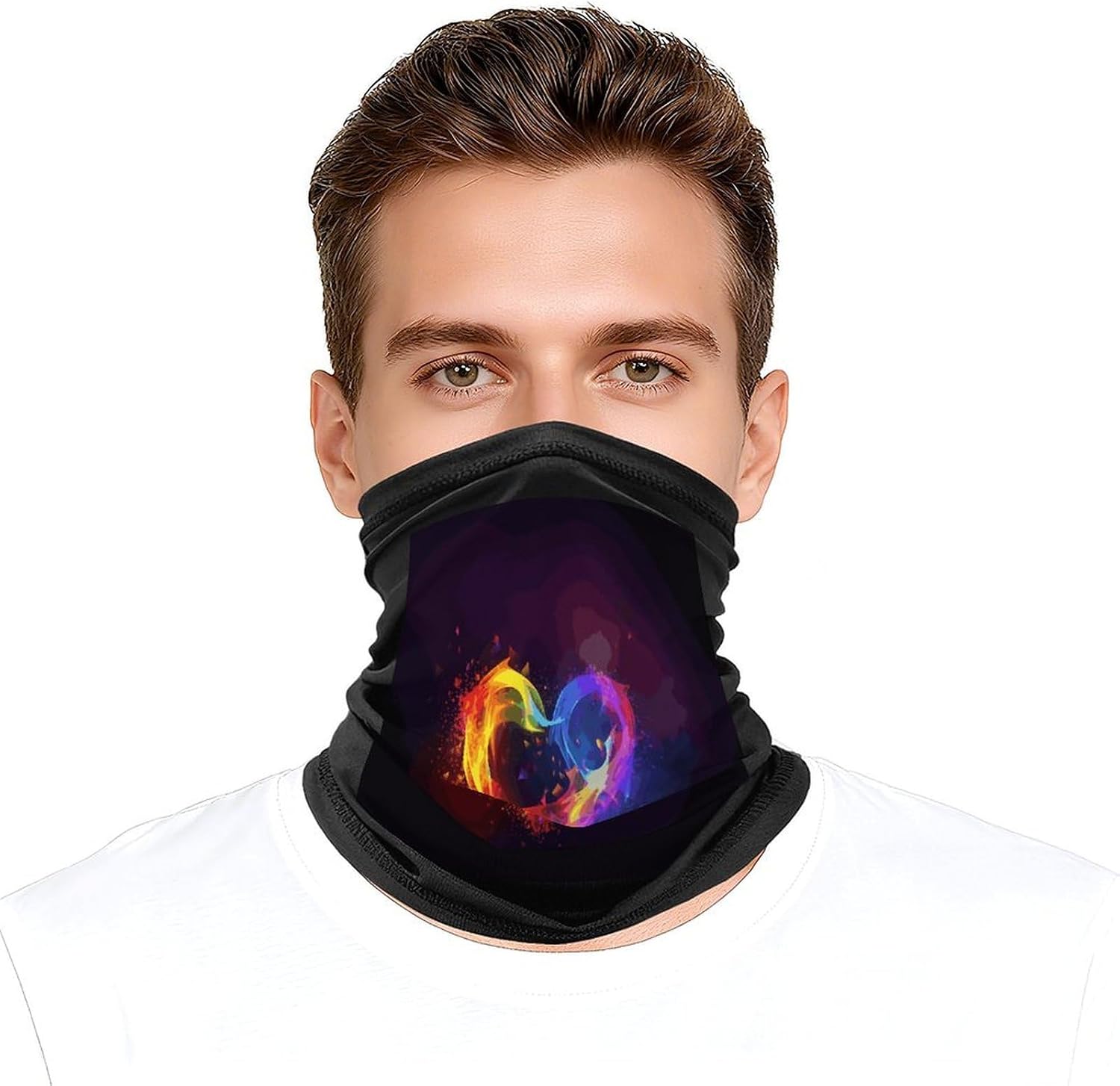 Rainbow Heart Face Mask for Men Women,Neck Gaiter Sunscreen Breathable,Face Cover for Skiing Fishing Hiking Cycling