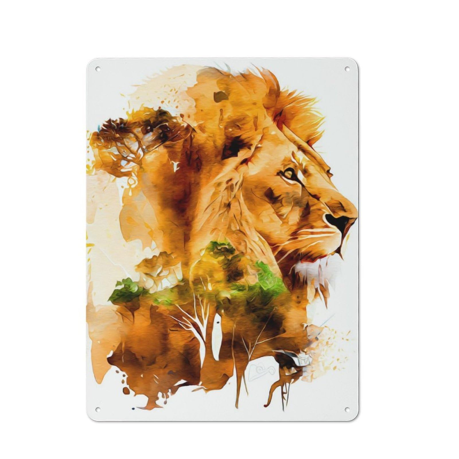 Junmoney Lion Retro Metal Wall Sign 40X30cm For Man Cave Or Games Room, For Man Cave Decor Fans Refreshing A Room In Autumn